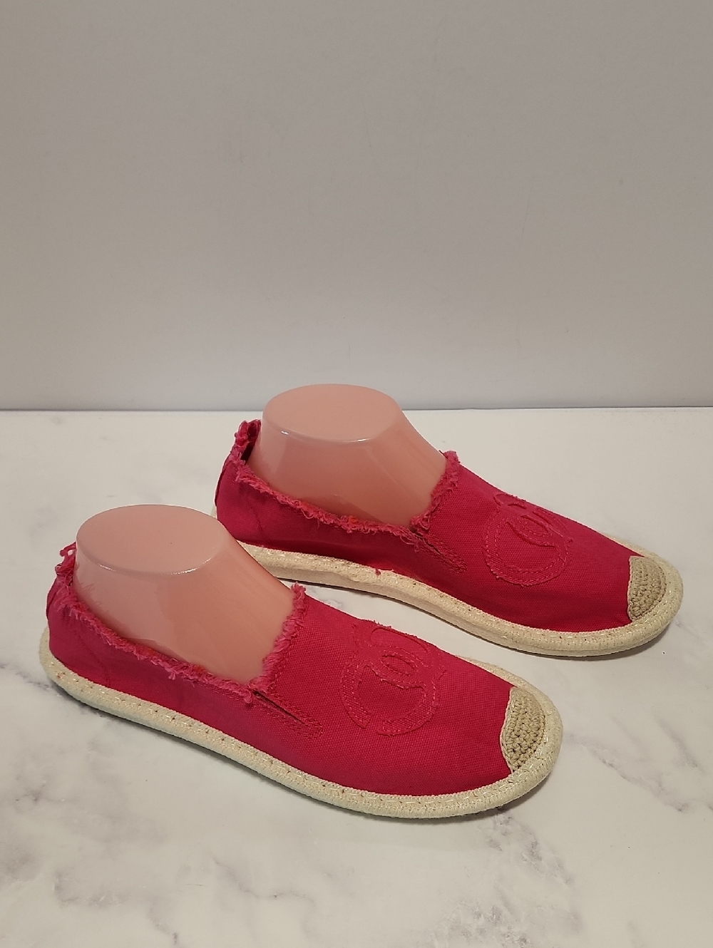 Pink Flat Slip-On Shoes with Embroidered Logo